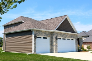 White long panel garage doors with mission window inserts in Bloomington IL